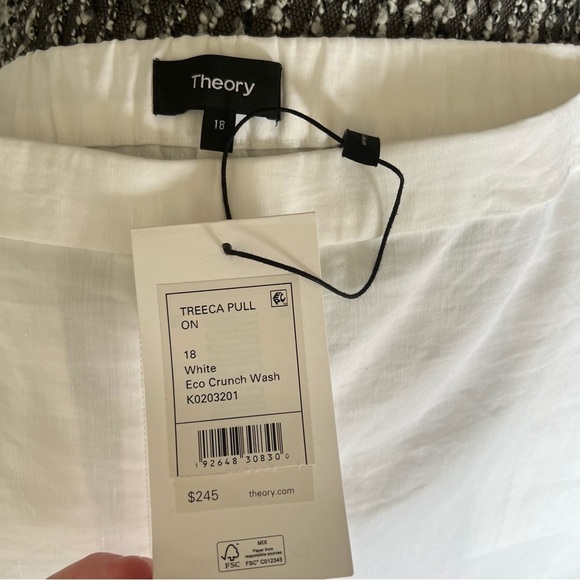 NWT Theory White Linen Treeca Pull On Pants - Picture 13 of 13